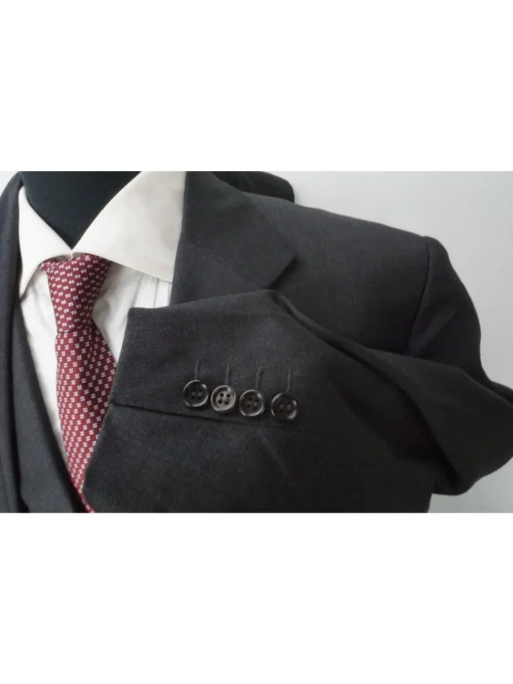 Burberry London Woven Dark Gray Wool 2 Pc Suit Jacket Pants Sz 44S BRAND NEW